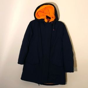 Nuage| Blue  and Orange Lined Long Heavy Winter Jacket